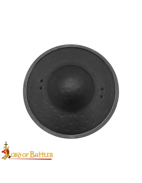 Broquel médiéval en acier noirci,...