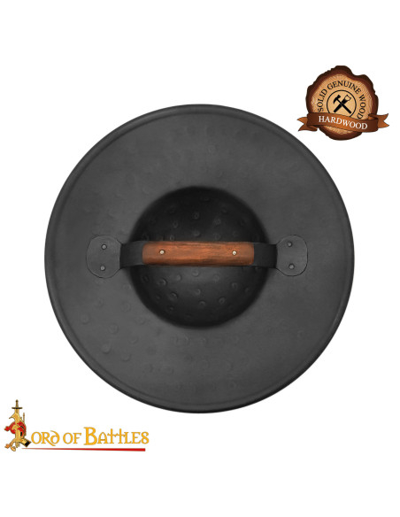 Broquel médiéval en acier noirci,...