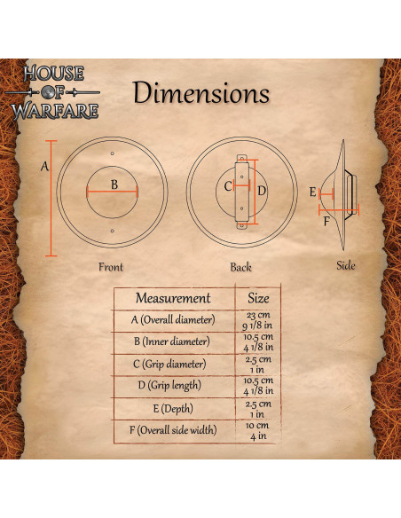 Bouclier médiéval rond en acier,...