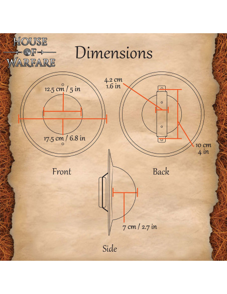 Broquel médiéval petit en acier (17,5...