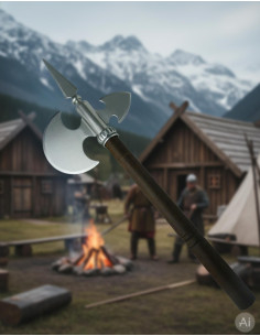 Hache médiévale rustique, 61 cm.