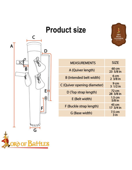 Carquois en cuir marron avec poches...