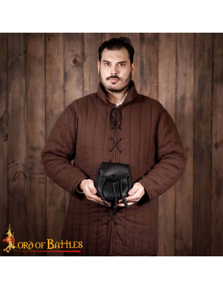 Sac médiéval en cuir avec pompons...