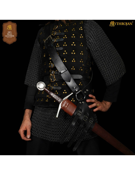 Harnais médiéval en cuir noir pour...