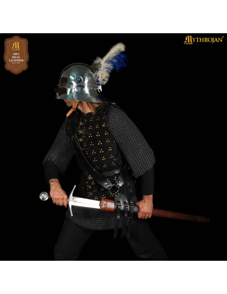 Harnais médiéval en cuir noir pour...