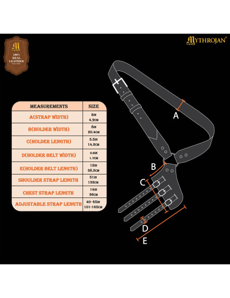 Harnais médiéval en cuir noir pour...