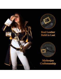 Ceinture médiévale Renaissance en cuir noir avec boucle... 2