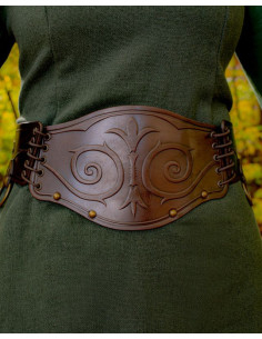 Ceinture médiévale Lucrecia en cuir, marron foncé