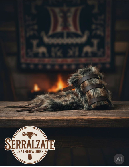 Bracelets vikings Hastein en fourrure...