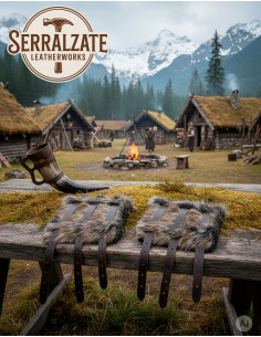 Bracelets vikings Hastein en fourrure et en cuir