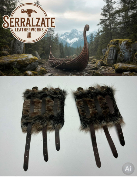 Bracelets vikings Hastein en fourrure...