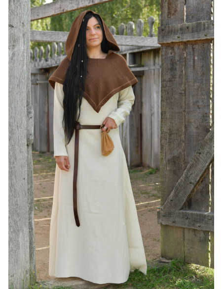 Capuche Médiévale en Laine Marron...