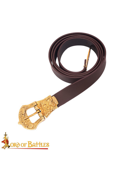 Ceinture viking en cuir marron,...