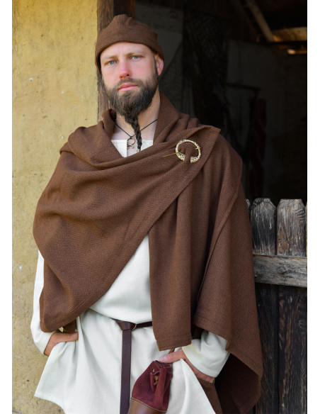 Manteau Viking en Laine Marron à...