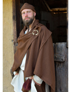 Manteau Viking en Laine Marron à Rayures de Losanges 2