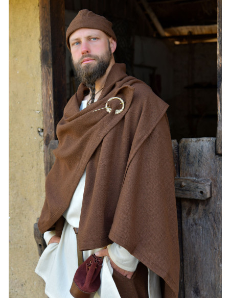 Manteau Viking en Laine Marron à...