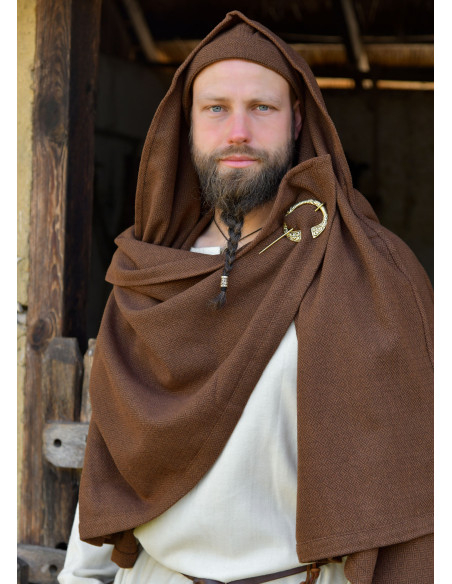 Manteau Viking en Laine Marron à...