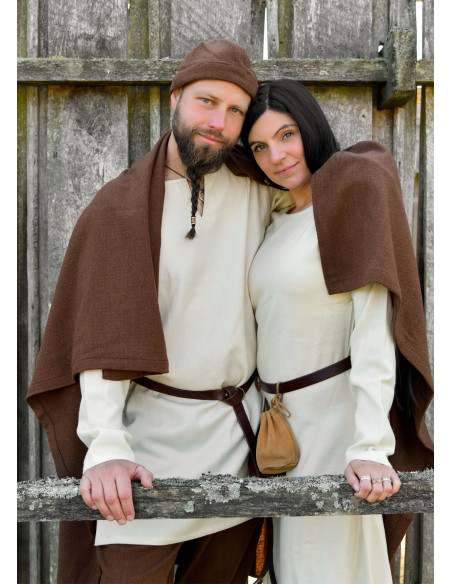 Manteau Viking en Laine Marron à...