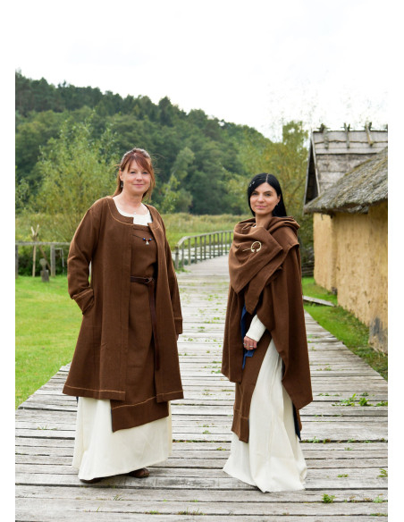 Manteau Viking en Laine Marron à...