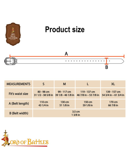 Ceinture viking en cuir repoussé avec...