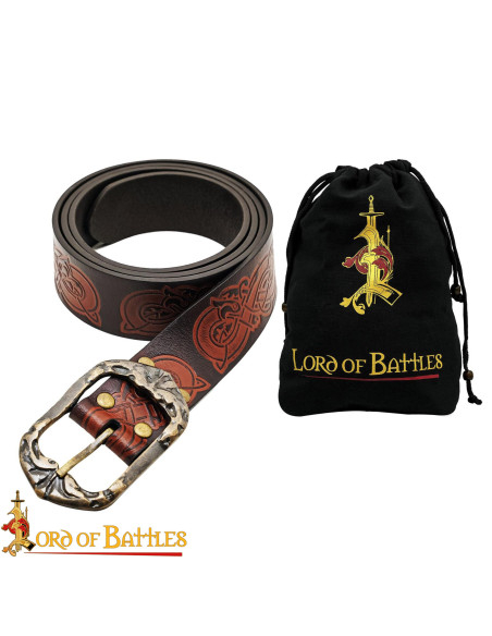 Ceinture viking en cuir repoussé avec...