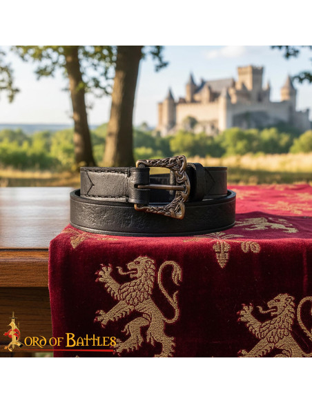 Ceinture viking en cuir noir...