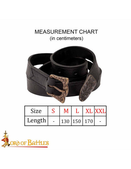 Ceinture viking en cuir noir...
