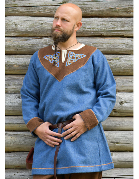 Tunique Viking Esben en Laine Bleue...
