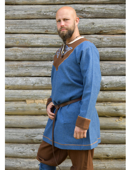 Tunique Viking Esben en Laine Bleue...