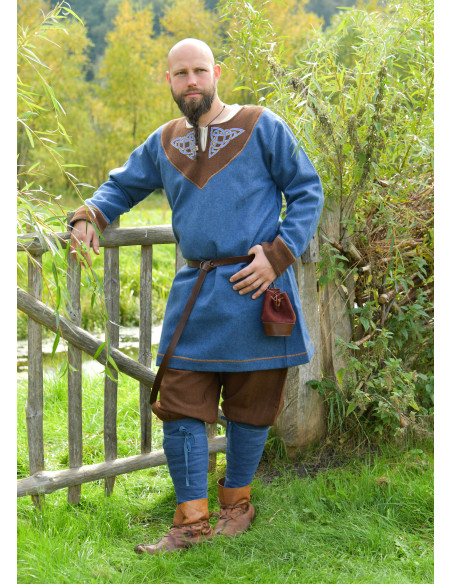 Tunique Viking Esben en Laine Bleue...