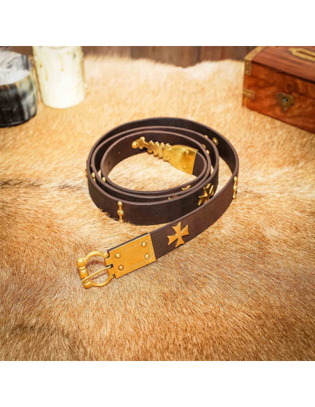 Ceinture médiévale en cuir marron...