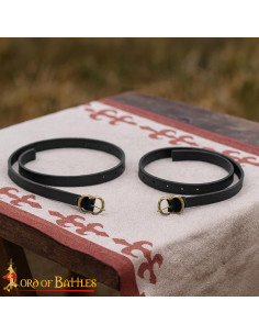 Jarretelles médiévales en cuir noir pour culottes