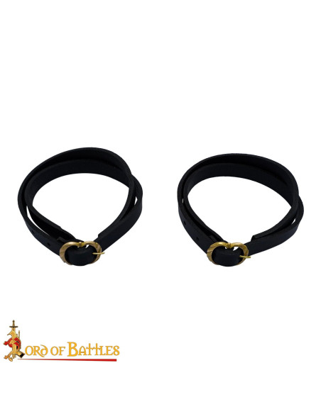 Jarretelles médiévales en cuir noir...