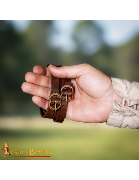 Jarretelles médiévales en cuir marron...