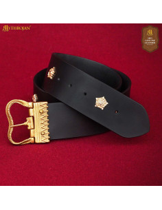 Ceinture médiévale bourguignonne pour dames, cuir noir