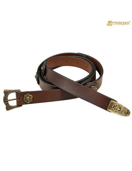 Ceinture viking en cuir marron,...