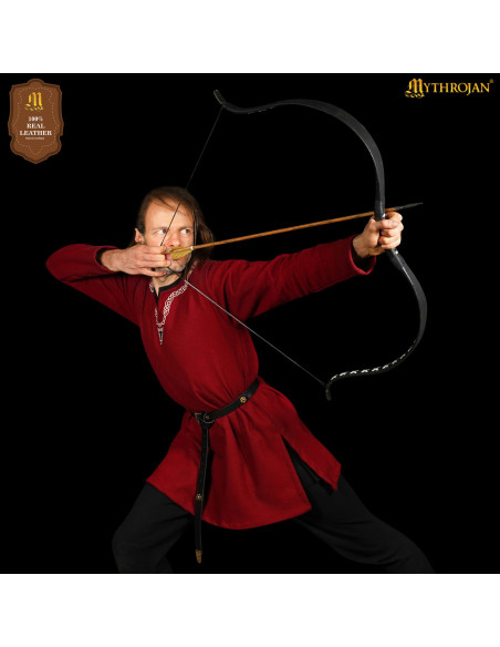 Ceinture viking en cuir noir, boucle...