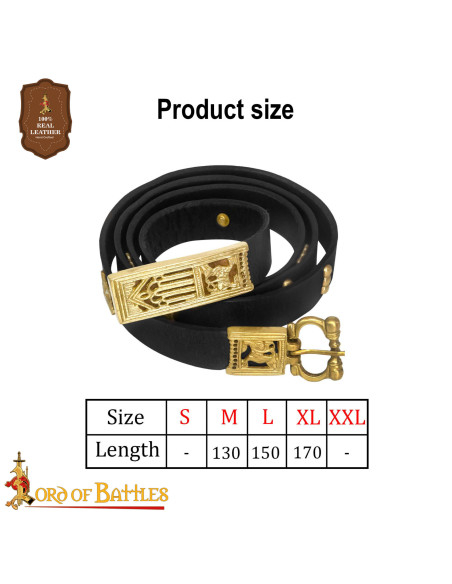 Ceinture médiévale en cuir noir avec...