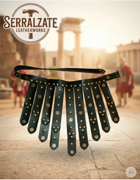 Ceinture romaine militaire en cuir noir
