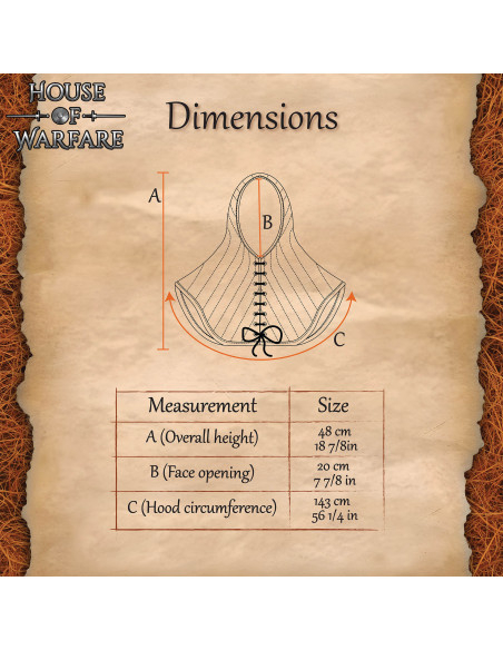 Gugel médiéval rembourré en coton,...