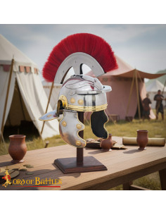 Casque de Centurion Romain avec une Crête Rouge, Doublure...
