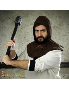 Gugel médiéval doublé en coton, couleur marron