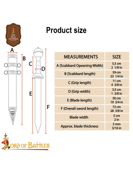 Gladius Romana décoratif avec détails...