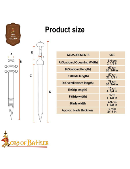 Gladius Romana Pompei décoratif forgé...