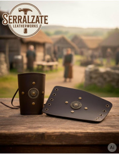 Bracelets celtes en cuir authentique faits main, marron 2