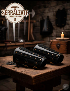 Bracelets LARP en cuir véritable noirs ajustables 2