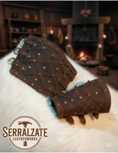 Bracelets Vikings en Cuir Véritable losanges, Marron