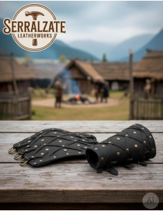 Bracelets Vikings en Cuir Véritable Losanges, noirs 2