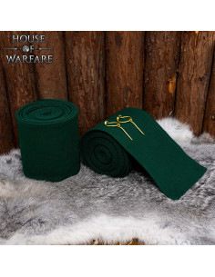 Winingas médiévales en coton vert, avec des fibules en...