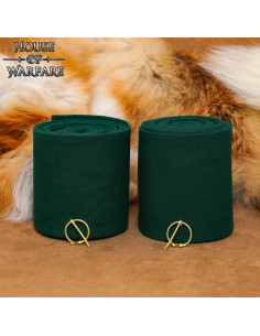 Winingas médiévales en coton vert, avec des fibules en... 2